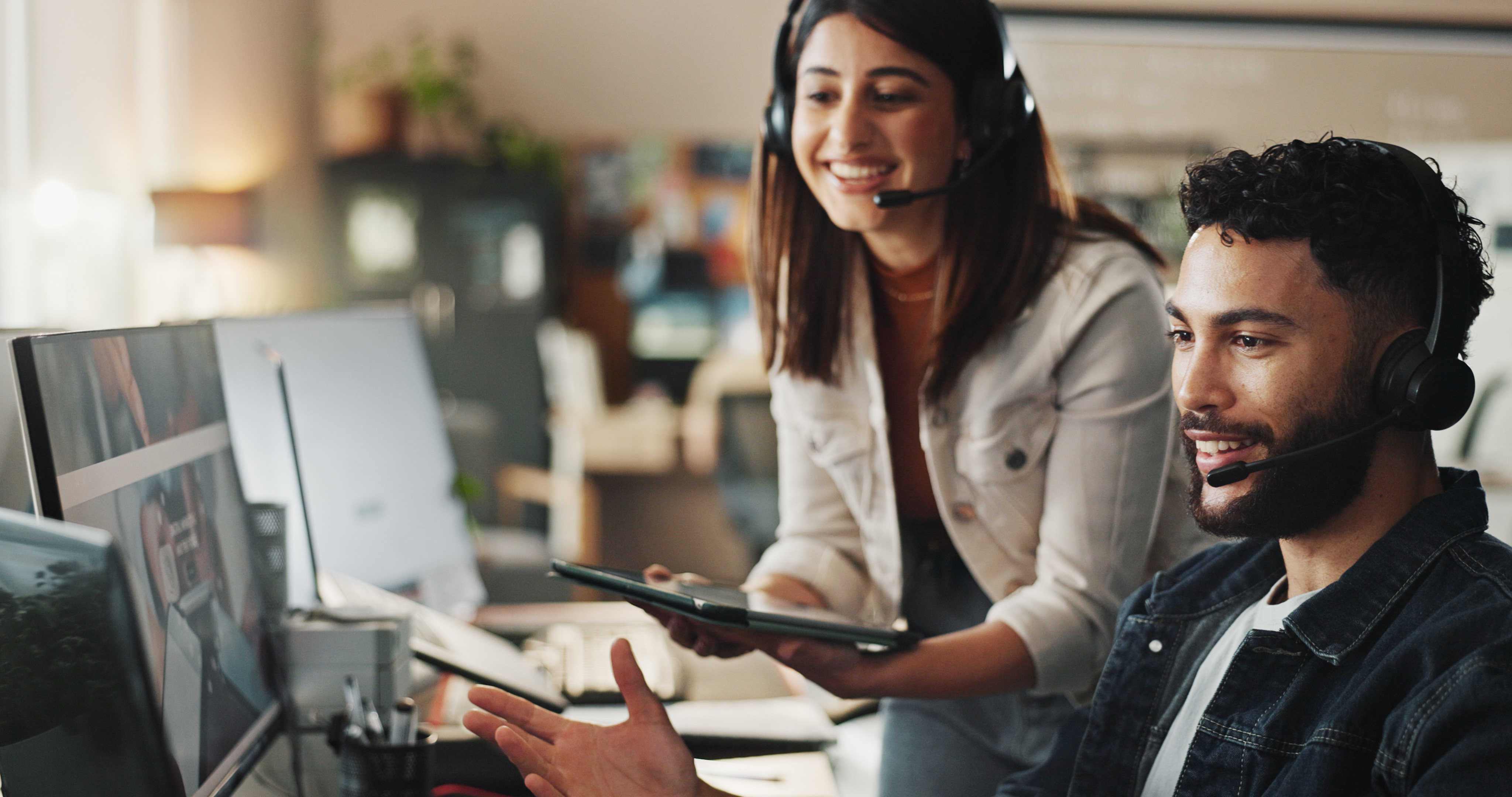 Customer service agents supporting customers